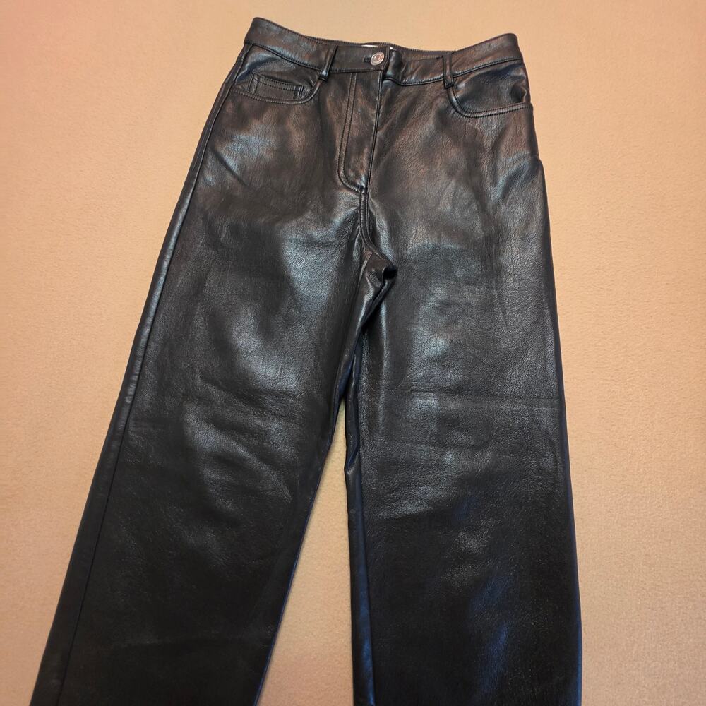 Aritzia Wilfred Melina Faux Leather Pants Black Sz 0 Cropped Straight-Leg